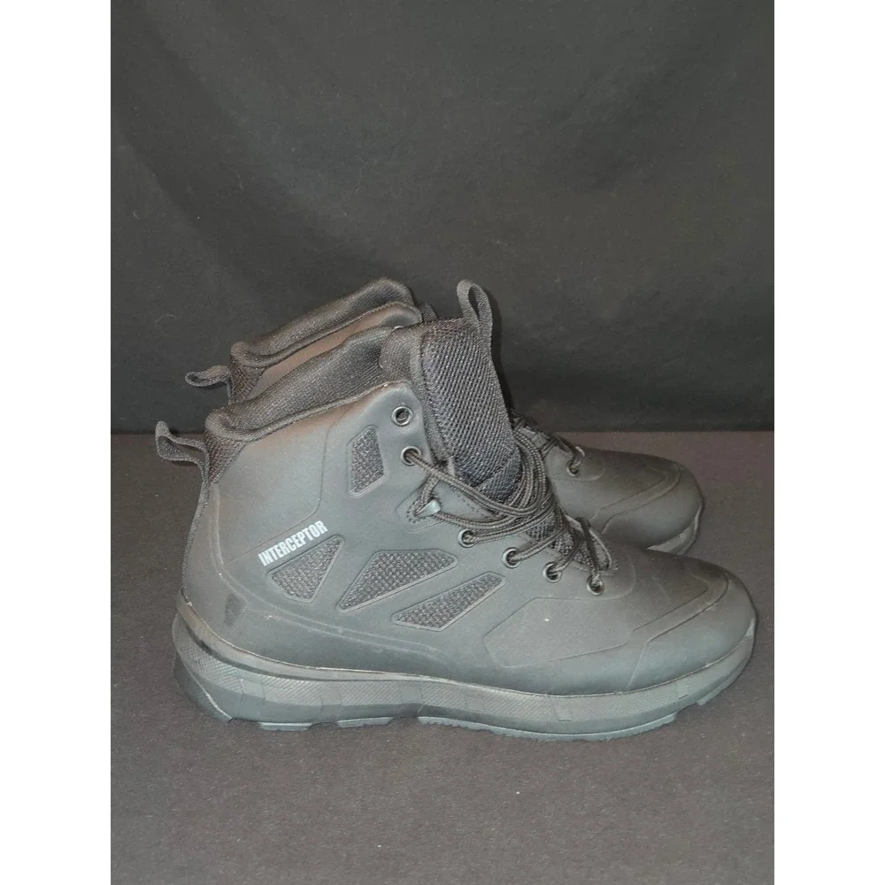 Interceptor Mens Black Ankle Boots‎ Lace Up Work Hiking Shoes Size 8.5